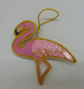 เครื่องประดับตกแต่งต้นคริสต์มาสรูปนกฟลามิงโก งานฝีมือคุณภาพสูง ปักลูกปัดอะคริลิคหลากสีสัน ของขวัญสำหรับแขวนต้นคริสต์มาส ตกแต่งบ้าน - Product Image 2