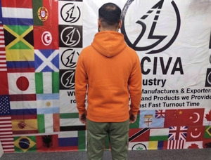 Men's Bold <b>Orange</b> Pullover <b>Hoodie</b> with Front Logo - Product Image 3