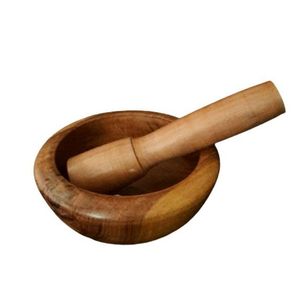 Juego de Mortero y Pilón de Madera Hechos a Mano para Moler Ingredientes de Cocina con Acabado Rústico Natural - Product Image 1