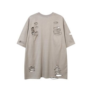 เสื้อยืดโอเวอร์ไซส์ทรงบ็อกซี่ แขนสั้น คอเต่า ผ้าถัก ลายวินเทจฟอกสี  สำหรับผู้ชาย รุ่น AI-TS-45 - Product Image 6