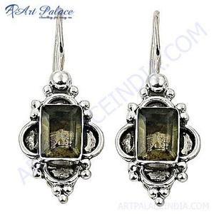 Stylish New Fashion <b>Silver</b> <b>Hoop</b> Earrings Elegant SMOKEY QUARTZ Excellent for Adding a Touch of Style - Product Image 1