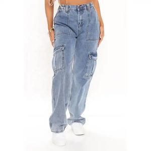 2025 femmes coton en gros Denim-Jeans poche latérale pantalon pantalon respirant Cargo pantalon fabriqué au Pakistan - Product Image 6