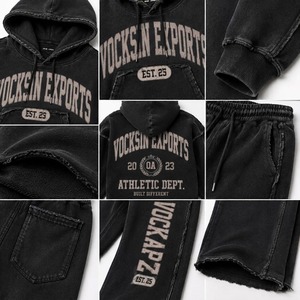 Vocksin Exports Ensemble de survêtement pour femme noir délavé à l'acide, avec sweat à capuche long et pantalon de survêtement oversize à jambes larges, style streetwear vintage 100% - Product Image 3