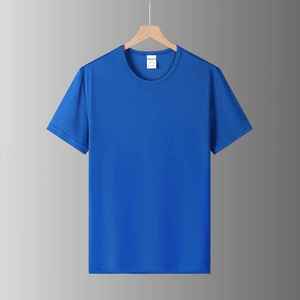 Men's <b>Navy</b> Blue 100% Cotton Short Sleeve O-Neck T-Shirt Regular Fit Casual Jersey Knit Solid Color Blank Design - Product Image 5