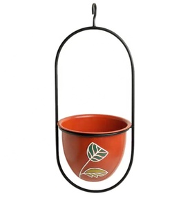 Cadena colgante de 2 niveles para decoración de jardín, maceta de Metal galvanizado para flores, maceta de pared para jardín, hierba, maceta de hierro galvanizado - Product Image 4