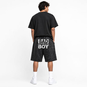 Pantalones Cortos Negros de Algodón para Hombre con Estampado de Bad Boy, Cintura Elástica, Estilo Casual Urbano, Tejido Transpirable - Product Image 5
