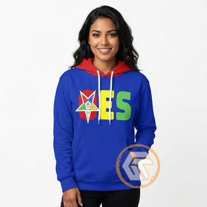 Sudadera con Capucha Personalizada de Algodón y Forro Polar Bordada con el Logotipo de la Estrella del Este, Ecológica, de Alta Calidad, Masónica Griega - Product Image 2