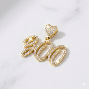 Collar de Oro Sólido de 10K con Características Personalizables, Joyería Hip Hop, Letra Cursiva, Diamantes Moissanite, Cierre de Corazón, Colgante con Dijes - Product Image 1