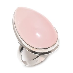 Rose Quartz Oval Cocktail <b>Ring</b> 925 <b>Silver</b> Plated Women's Vintage Bezel <b>Set</b> High-grade Statement Jewelry October Birthstone - Product Image 1