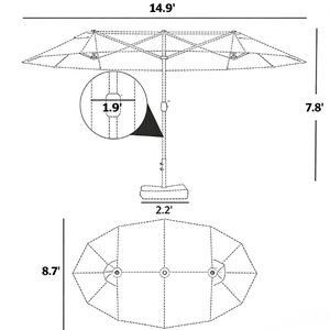 Ombrellone da Giardino Blu con Base per Terrazze - Product Image 5