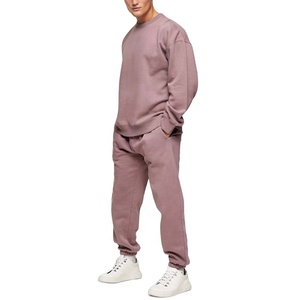 Sudadera de gran tamaño informal de moda de invierno para hombre, conjunto de chándal de algodón 100% personalizado, logotipo bordado, venta al por mayor - Product Image 1