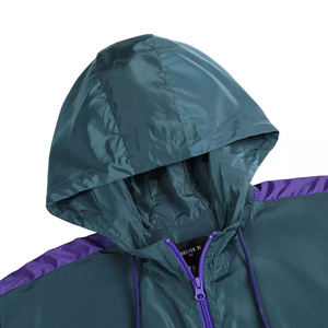 Veste à capuche unisexe bicolore Teal Purple Black, fermeture éclair, résistante à l'eau, polyester, coupe ample, adulte, toutes saisons - Product Image 4