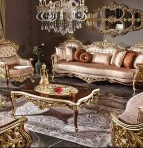 Victorian Style Solid Wood Hand Curved Living Room <b>Sofa</b> Set Furniture Royal Classic <b>Sofa</b> Set Antique <b>Sofa</b> set <b>Fabric</b> Upholstered - Product Image 3