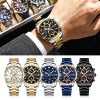 Jam Tangan Pria CURREN 8445 Chronograph Quartz dengan Tali Stainless Steel, Tahan Air, Jarum Bercahaya, Kalender, Kasual, dan Bisnis