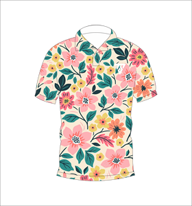 Polo à imprimé floral pour hommes, décontracté, à manches courtes, mode d'été, crème, motif floral multicolore, tee-shirt de golf - Product Image 1