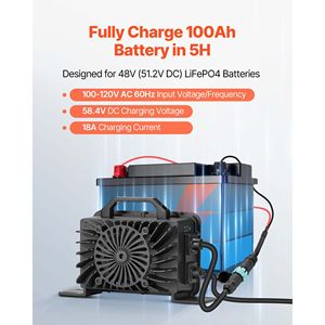 Caricabatterie Intelligente per Batterie al Litio 48V 18A, Connettore Impermeabile, Indicatore LED, Caricatore Smart AC DC LiFePO4 con Attivazione a 0V per 24V 72V - Product Image 2