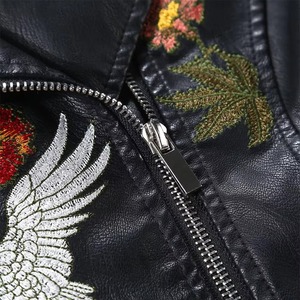 Sheepskin Design Genuine Leather Windproof Breathable Heated Embroidered Women Leather Jacket Customize Embroidery - Product Image 3