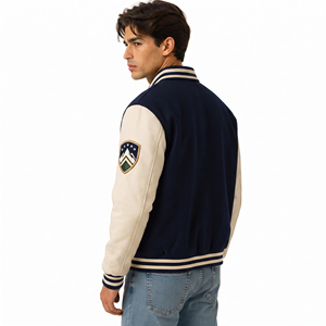 Men Winter Wear Varsity Jacket Custom Embroidery Patches Baseball Jackets Turn Down Collar <b>Covered</b> <b>Button</b> Varsity Men's - Product Image 5