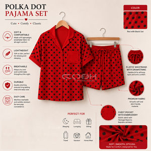 ชุดนอนผ้าไหมสำหรับผู้หญิง Cosh International Greek Apparel Delta Sigma Sorority ลายจุดสีแดง พิมพ์ลายทันสมัย - Product Image 5
