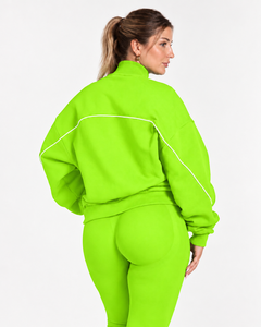 Custom <b>Women's</b> Contrastline Zipper Tracksuit Casual Two Piece Outfit Relaxed Fit <b>Jacket</b> Wide Leg Pants Matching Set Fashion - Product Image 4