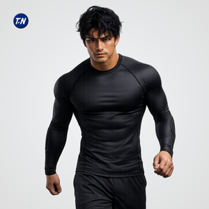 Unisex Adult Ergonomic Anti-Microbial Anti-UV Compression Rashguard Gym Polyester/Spandex 220g <b>Heat</b>-Transfer Printed on <b>Back</b> - Product Image 1