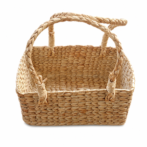 Cesta de Almacenamiento de Hierba de Agua Tejida a Mano con Asas Dobles, Cesta Organizadora Tejida Natural para Decoración del Hogar y Empaque de Regalos - Product Image 1