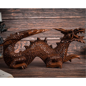 Sculpture de dragon en bois traditionnelle pour la maison, figurine de dragon en bois, décoration Feng Shui, statue de dragon sculptée de qualité supérieure, fabricant - Product Image 2