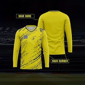 เสื้อยืดคอกว้าง แขนยาว ผู้ชาย โพลีเอสเตอร์ ลายพิมพ์ซับลิเมชั่น แห้งเร็ว เป็นมิตรกับสิ่งแวดล้อม สีเหลือง สำหรับผู้ใหญ่ ฤดูร้อน - Product Image 6