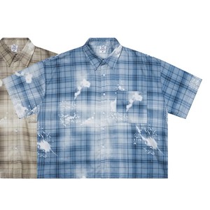 Camiseta Casual de Algodón Tejido con Lavado Ácido, de Manga Corta y Talla Grande para Hombre, Transpirable, Azul Beige - Product Image 1