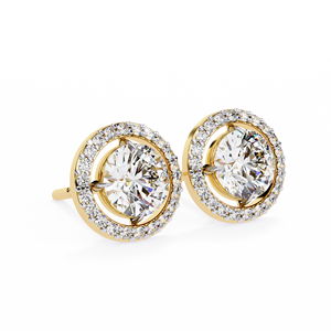 Luxury Round Cut E VS 1ct Each and Round Cut Lab Grown Diamond 14K Gold IGI Certified <b>Earring</b> <b>Tops</b> for Gift Party & Anniversary - Product Image 1