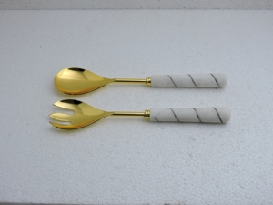 Cuillères à salade en acier inoxydable avec manche en résine pour cadeaux culinaires sélectionnés et assortiments d'accessoires de cuisine modernes, vente en gros OEM - Product Image 1