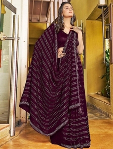 Sari de Rayón Chiffon Georgette de Bollywood KV Self Design para Fiesta, Reversible y Sin Arrugas - Product Image 2