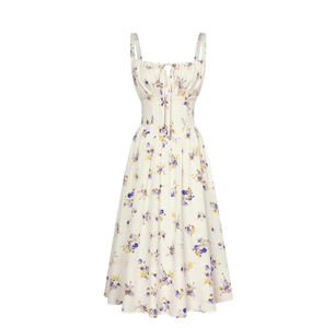 Robe midi en mousseline de soie à imprimé floral avec bretelles spaghetti, col carré, coupe trapèze, robe d'été décontractée - Product Image 4