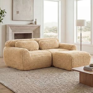 Divano a L Ergonomico Senza Struttura in Tessuto Morbido e Soffice, Spugna ad Alta Densità 32D, Chaise Longue Senza Necessità di Montaggio per Soggiorno - Product Image 3