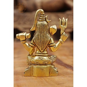 Statue de seigneur Shiva de petite taille en laiton fabriquée en Inde pour offrir des artefacts de sculpture - Product Image 2
