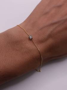 0.20 CT Diamond Bezel Setting <b>Bracelet</b> 18K Gold Plated | IGI Certified Minimalist Chain <b>Bracelet</b> for Women | Elegant Gift - Product Image 2