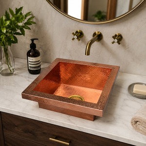 Custom Handmade Hammered Copper Bar <b>Sink</b> Square Prep Kitchen <b>Sink</b> Solid Copper Wash Basin with Brass <b>Strainer</b> OEM ODM - Product Image 6