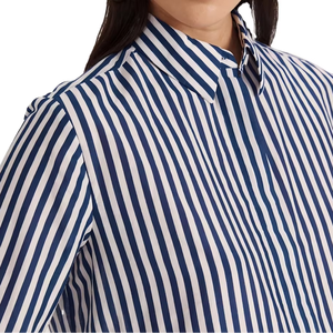 เสื้อเบลาส์ผู้หญิงทรงหลวม ผ้าลินิน 100% แขนยาว 3/4 แบบพับได้ กระดุมผ่าหน้า คอปกพับได้ ดีไซน์เรียบง่าย สวมใส่สบาย รุ่นใหม่ล่าสุด - Product Image 2