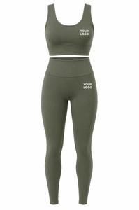 Soutien-gorge de sport pour femme, personnalisé, à col rond et dos nageur, couleur unie, respirant, avec logo frontal, et ensemble 2 pièces - Product Image 4