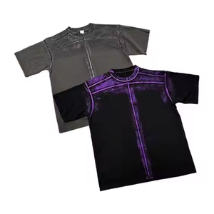 Camiseta de Hombre 2025, Nueva Moda, Estilo Retro Urbano, Bordado Clásico, Logotipo Personalizado, Lavado a la Piedra, Tejido de Poliéster Sólido - Product Image 1