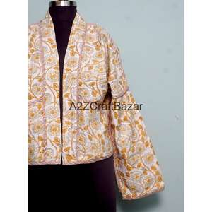 Chaqueta acolchada Kantha hecha a mano, vintage, otoñal, ecológica, transpirable, 100% algodón, de manga larga, estilo bohemio, para niñas y mujeres. - Product Image 3