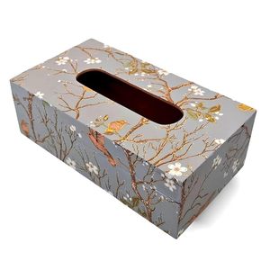 Luxury Modern Printed Wooden <b>Tissue</b> Box & Napkin Organizer with Floral Bird <b>Pattern</b> Durable for Home Dining Room - Product Image 3