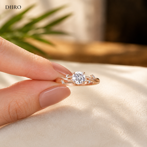 Bague de mariage pour femme en or rose plaqué, diamant taille brillant rond, moissanite, alliance torsadée de promesse - Product Image 3