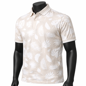 Camiseta Polo Personalizada con Estampado Completo, Diseño de Hojas Tropicales para Hombre, Polo de Verano para Resort, Fabricante OEM ODM de Marca Privada - Product Image 3