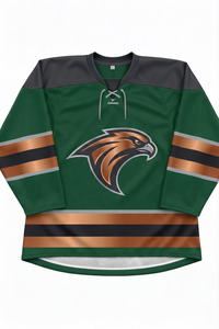Jersey de Hockey sobre Hielo Sublimado Personalizado para Hombre, Manga Larga, Logotipo de Águila Verde, Ropa Deportiva de Poliéster que Absorbe la Humedad - Product Image 1