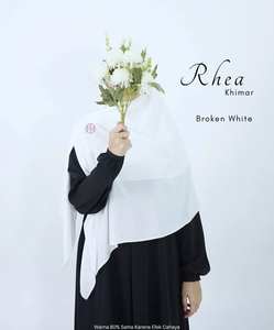 Édition Blanche Exclusive Grande Taille Chiffon Polyester Léger et Doux pour la Peau Respirant pour Usage Quotidien Khimar Foulards 130 x 130 cm - Product Image 1