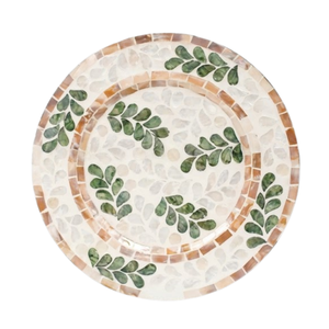 Mother of Pearl Floral Charger Plate Shell <b>Placemat</b> for Boho Wedding & Premium Event Dining Storage - Product Image 1