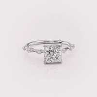 Bague de fiançailles en diamant de laboratoire taille princesse certifiée IGI, or blanc/rose et or jaune 14 carats, avec pierres latérales en diamant, bague de mariée