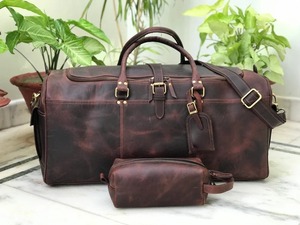 กระเป๋าหนังแท้แบบดัฟเฟิล กระเป๋าเดินทางวินเทจสำหรับวันหยุดสุดสัปดาห์  ขนาดใหญ่ น้ำหนักเบา ซิปปิด  สำหรับทุกเพศ  ขายตรงจากโรงงาน - Product Image 3