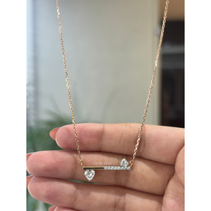 Collier exclusif en or 14 carats avec accent cœur flottant, pendentif barre en diamant de laboratoire de 0,70 ct, certifié IGI, bijoux de luxe pour femmes - Product Image 2